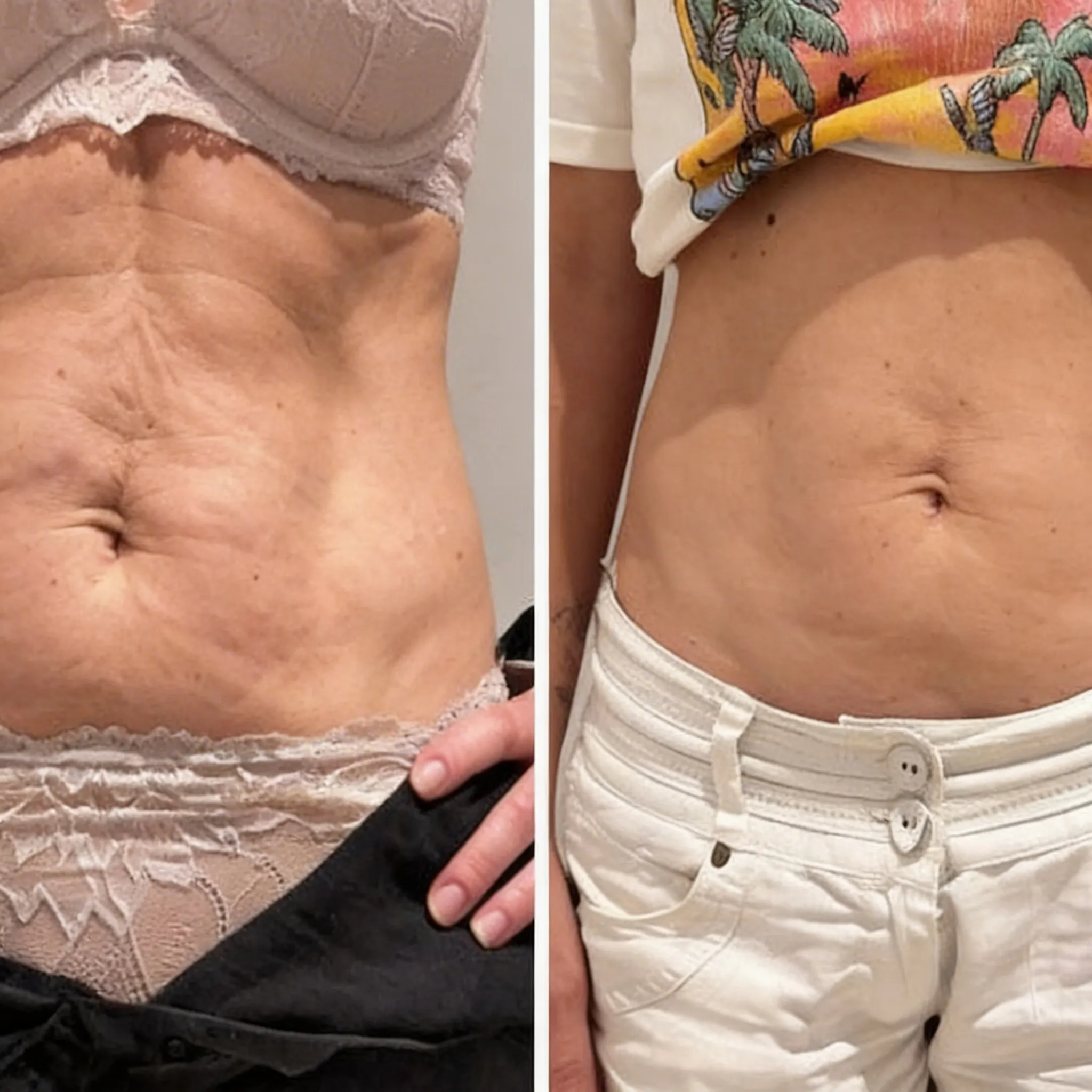Antes e depois — Barriga e cintura