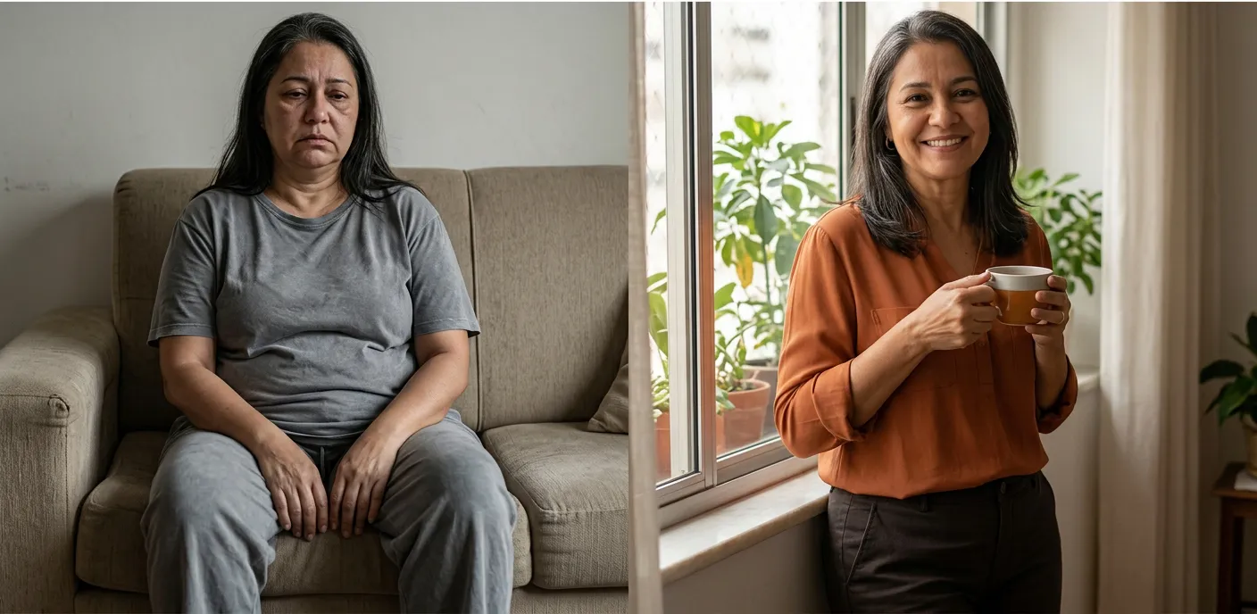 Antes e depois — 50+ também destrava